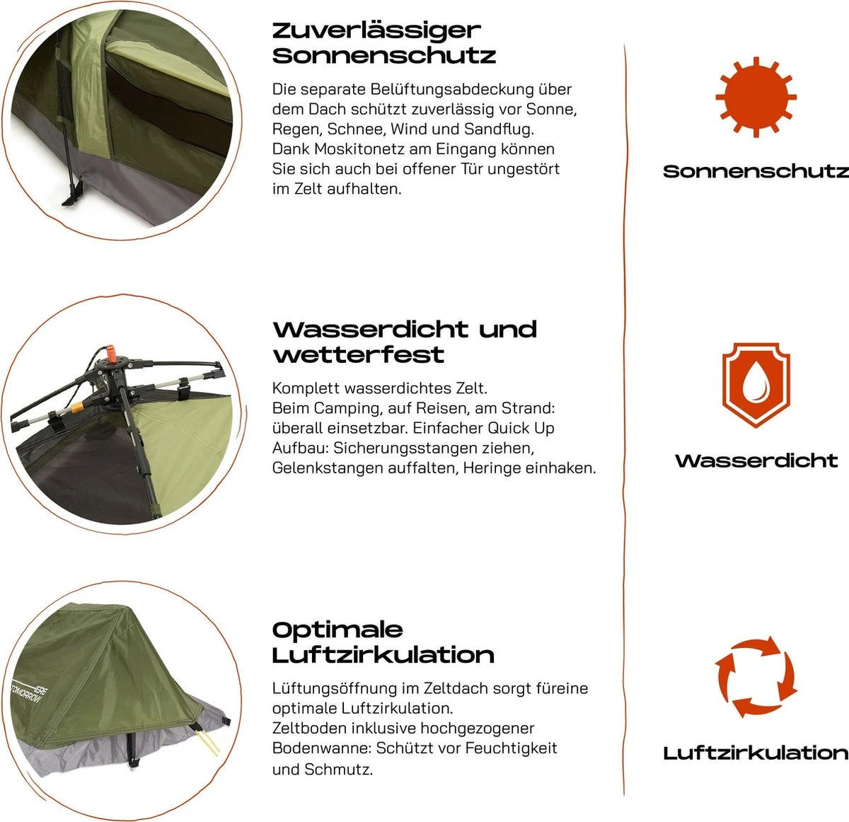 Where Tomorrow Solo Tent 220X80X50 Cm - Groen - 1 Persoons 8 Where Tomorrow Solo Tent 220X80X50 Cm - Groen - 1 Persoons - Afbeelding 6