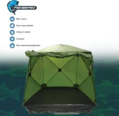 FisherPro WildLand Tent –comfortabele Vistent – Handige Strandtent – Compacte Festival Tent - Uitbreid Mogelijkheden Met Stormcover - Geschikt Voor 2 Personen -Buiten Kamperen Apparatuur 1200x1164 1