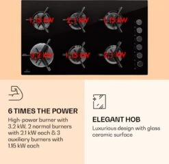 Trifecta 6 Gaskookplaat 6-pits Grote, Normale En Extra Glaskeramische Branders -Buiten Kamperen Apparatuur 1200x1167 8