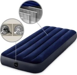 Intex Luchtbedset Intex Luchtbed - 1-Persoons - 76 X 191 X 25 Cm - Blauw + Intex Elektrische Pomp - 650 Liter/min + Hoeslaken Antraciet + Reparatieset -Buiten Kamperen Apparatuur 1200x1171 6