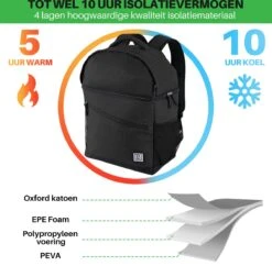 Brisby 4 Laags Geïsoleerde Koeltas Rugzak - 25 Liter - Met Handige Vakken Voor Bestek En Essentials - Waterafstotend Materiaal - Zwart -Buiten Kamperen Apparatuur 1200x1178 13