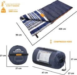Dutch Mountains Slaapzak Goeree XL - Kussen 25x15cm - 220x90cm Katoenen Slaapzak - Tochtstrip -Buiten Kamperen Apparatuur 1200x1182 23