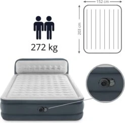 Intex 64448 - Queen Deluxe Ultra-Plush Zelfopblazend 2-persoons Luchtbed Met Hoofdboord (203x152x46cm) -Buiten Kamperen Apparatuur 1200x1183 1