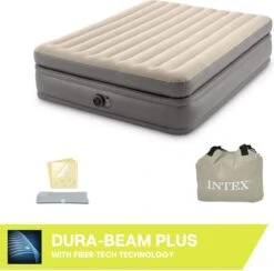 Intex Prime Comfort - Luchtbed - 2-Persoons - 152x203x51 Cm (BxLxH) - Grijs - Met Ingebouwde Motorpomp -Buiten Kamperen Apparatuur 1200x1184