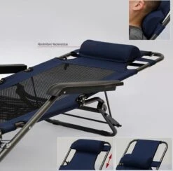 Ligstoel 155x60cm - Opvouwbaar Campingstoel Ligbed Strandstoel Tuinstoel Vouwligstoel Blauw -Buiten Kamperen Apparatuur 1200x1184 7