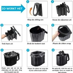 Merkloos Camping Toilet Met Draagtas En 10 Vuilzakken - Toiletemmer Draagbaar Met Deksel -Buiten Kamperen Apparatuur 1200x1188 8