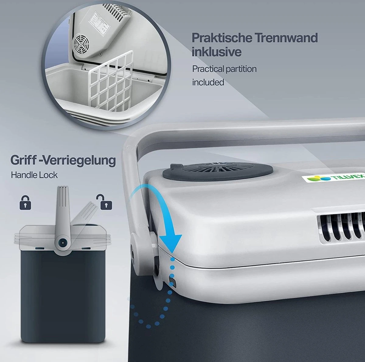 Tillvex- Koelbox, Coolbox, 32 Liter, Grijs 7 Tillvex- Koelbox, Coolbox, 32 Liter, Grijs - Afbeelding 5