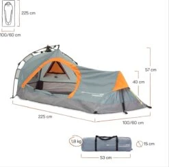 Where Tomorrow Solo Tent Pop Up 225X100X57 Cm - Grijs - 1 Persoons 13 Where Tomorrow Solo Tent Pop Up 225X100X57 Cm - Grijs - 1 Persoons -Buiten Kamperen Apparatuur 1200x1190
