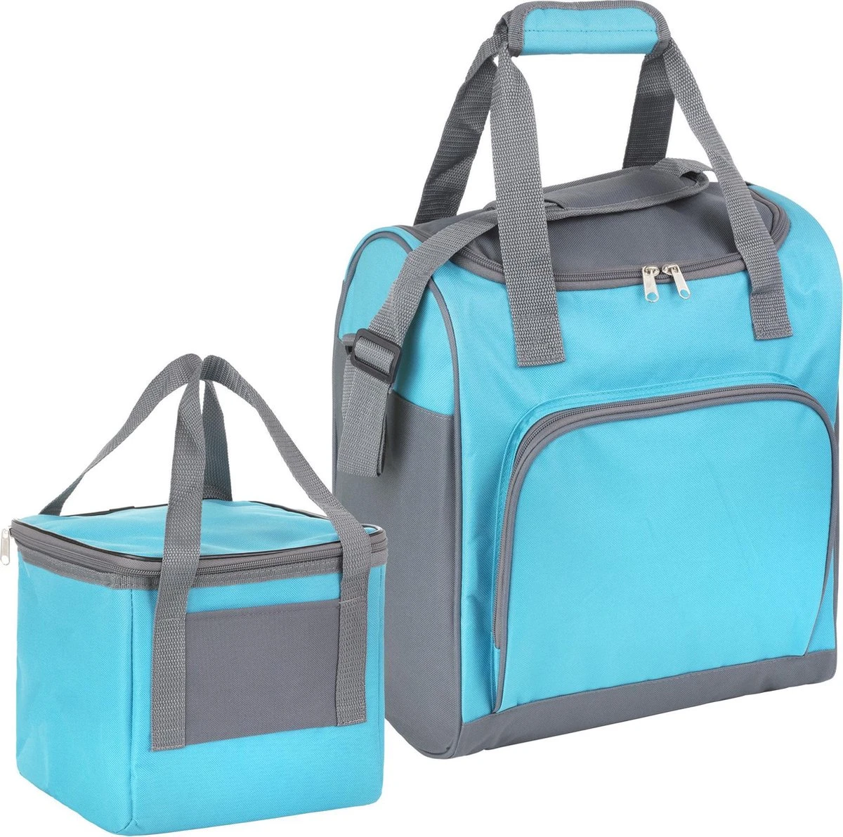 Basis Sterke Koeltas Set - 25 + 10 Liter - Lunchtas - Geïsoleerde Koeltassen - Picknicktas - Coolerbag - Blauw 3 Basis Sterke Koeltas Set - 25 + 10 Liter - Lunchtas - Geïsoleerde Koeltassen - Picknicktas - Coolerbag - Blauw