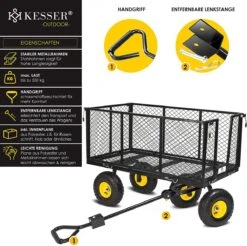 Exxen KESSER® Bolderkar, 550 Kg Belastbaar, Tuinwagen, Transportwagen, Tuinwagen, Uitneembaar Zeil, Gereedschapswagen, Handwagen, Veelzijdig Inzetbaar, Zwart -Buiten Kamperen Apparatuur 1200x1194 3