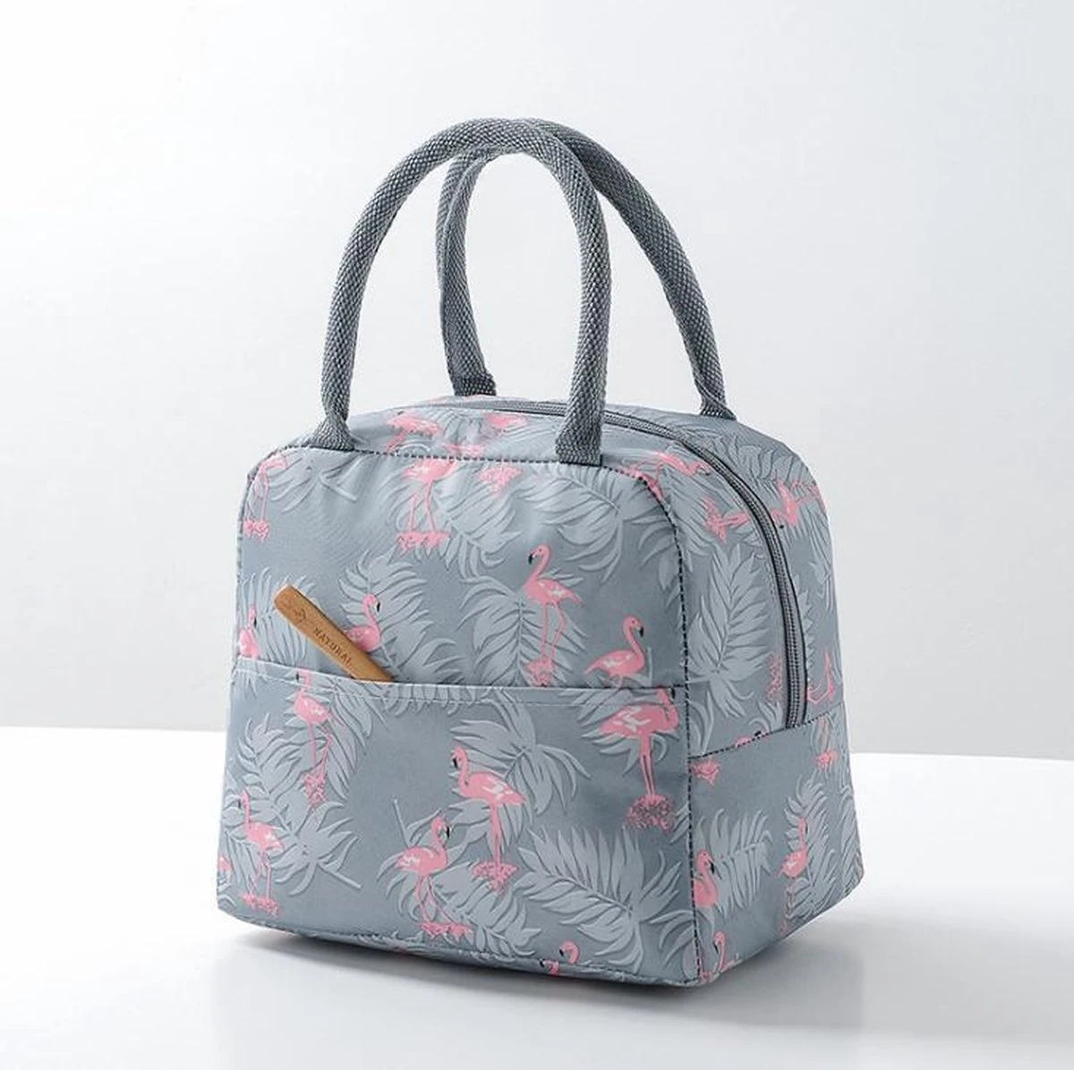 Koeltas - Lunchtas - Volwassenen En Kinderen - Compact & Handig: Zomer - Picknick -School - Lunch - Werk - Grijs Flamingo 8 Koeltas - Lunchtas - Volwassenen En Kinderen - Compact & Handig: Zomer - Picknick -School - Lunch - Werk - Grijs Flamingo - Afbeelding 6