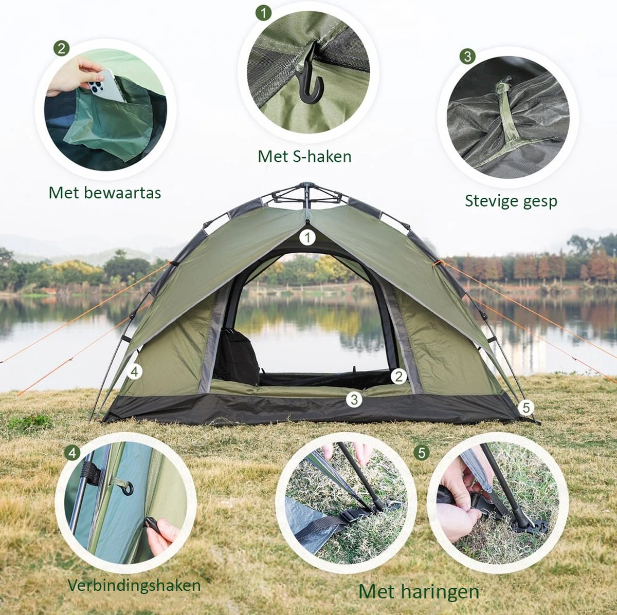 Sens Design Pop Up Tent - Tent - 2-3 Personen 6 Sens Design Pop Up Tent - Tent - 2-3 Personen - Afbeelding 4