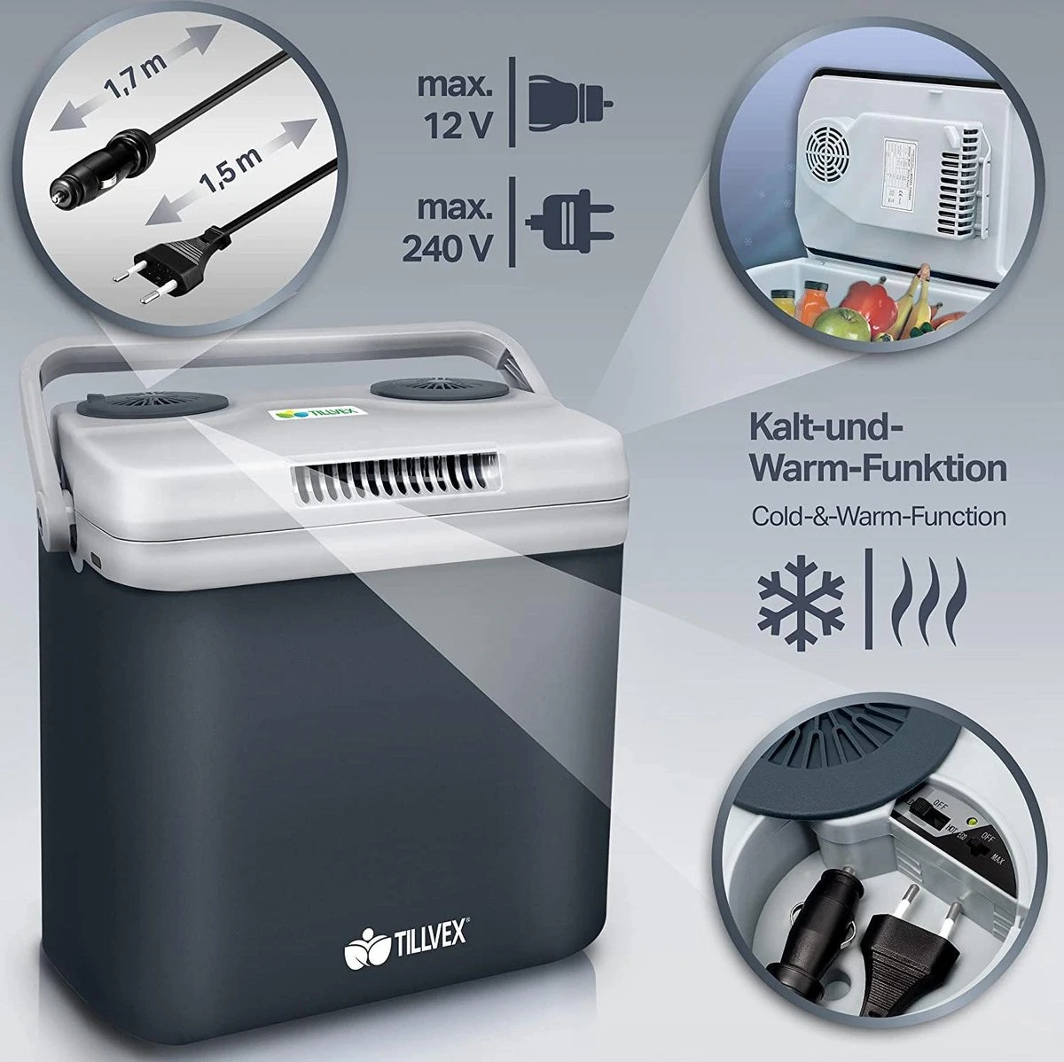 Tillvex- Koelbox, Coolbox, 32 Liter, Grijs 8 Tillvex- Koelbox, Coolbox, 32 Liter, Grijs - Afbeelding 6