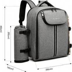 Kono Koeltas - Koelrugzak - Picknick - Picknicktas Met Flessenhouder - Koelrugtas Met Picknickkleed - Grijs (E6915 GY) -Buiten Kamperen Apparatuur 1200x1199 5