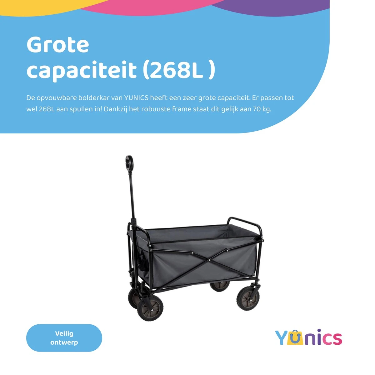 YUNICS® Bolderkar Opvouwbaar - Bolderwagen Met Stevig Harmonicaframe - Draaibare Wielen - 70KG Draagkracht - Groen 5 YUNICS® Bolderkar Opvouwbaar - Bolderwagen Met Stevig Harmonicaframe - Draaibare Wielen - 70KG Draagkracht - Groen - Afbeelding 3