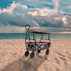 AREBOS Handwagen Vouwbare Dak Handwagen Vouwbare Trolley Uitrustingswagen Grijs -Buiten Kamperen Apparatuur 1200x1200 1068