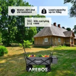 AREBOS Handwagen Vouwbare Dak Handwagen Vouwbare Trolley Uitrustingswagen Grijs -Buiten Kamperen Apparatuur 1200x1200 1069