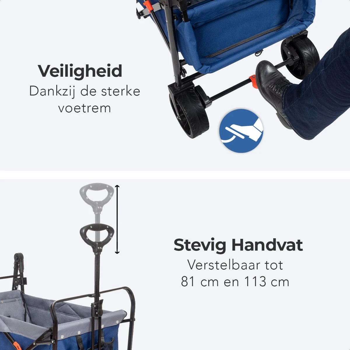 LifeGoods Bolderkar - Opvouwbaar - Tot 120KG - 103L - Extra Draagtas En Duwstang - Wasbaar Polyester - 98x45cm - Blauw/Grijs 12 LifeGoods Bolderkar - Opvouwbaar - Tot 120KG - 103L - Extra Draagtas En Duwstang - Wasbaar Polyester - 98x45cm - Blauw/Grijs - Afbeelding 10