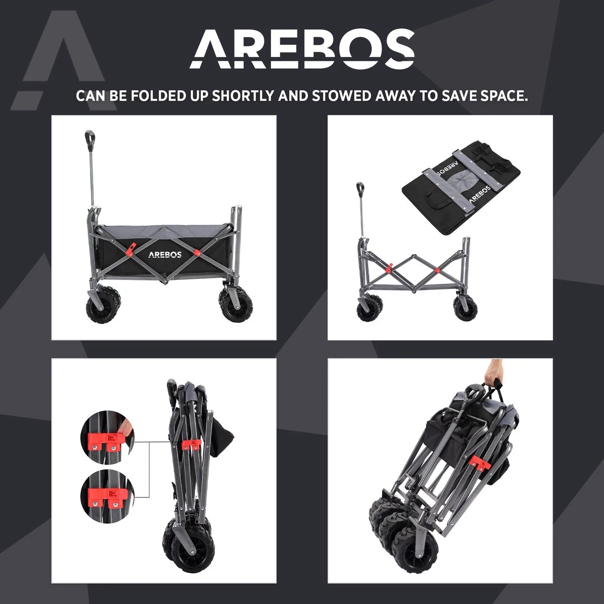 AREBOS Handkar | Transportwagen | Apparatuurwagen | Opvouwbaar | Zwart / Grijs 5 AREBOS Handkar | Transportwagen | Apparatuurwagen | Opvouwbaar | Zwart / Grijs - Afbeelding 3