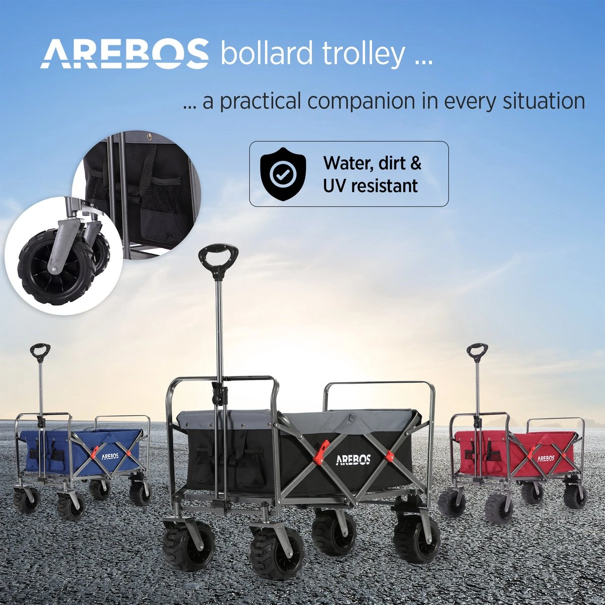 AREBOS Handkar | Transportwagen | Apparatuurwagen | Opvouwbaar | Zwart / Grijs 8 AREBOS Handkar | Transportwagen | Apparatuurwagen | Opvouwbaar | Zwart / Grijs - Afbeelding 6