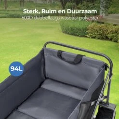 LifeGoods Bolderkar - Opvouwbaar - Tot 80KG - 94L - Wasbaar Polyester - 98x45cm - Zwart/Grijs -Buiten Kamperen Apparatuur 1200x1200 1140