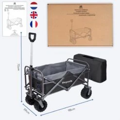 LifeGoods Bolderkar - Opvouwbaar - Tot 80KG - 94L - Wasbaar Polyester - 98x45cm - Zwart/Grijs -Buiten Kamperen Apparatuur 1200x1200 1142