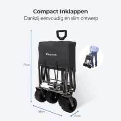 LifeGoods Bolderkar - Opvouwbaar - Tot 80KG - 94L - Wasbaar Polyester - 98x45cm - Zwart/Grijs -Buiten Kamperen Apparatuur 1200x1200 1143