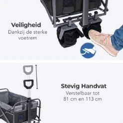 LifeGoods Bolderkar - Opvouwbaar - Tot 80KG - 94L - Wasbaar Polyester - 98x45cm - Zwart/Grijs -Buiten Kamperen Apparatuur 1200x1200 1145