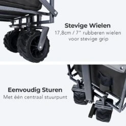 LifeGoods Bolderkar - Opvouwbaar - Tot 80KG - 94L - Wasbaar Polyester - 98x45cm - Zwart/Grijs -Buiten Kamperen Apparatuur 1200x1200 1146