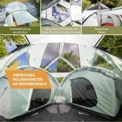 Skandika Bern 4 Koepeltent - Koepeltent - Tenten - 4 Persoons Kampeertent Met Panoramisch Dakraam, 2 Slaapcabines, Grondzeil, 210 Cm Stahoogte, Waterdicht, 4000 Mm Waterkolom - Grote Outdoor Familie Tent, Kampeertent - Grijs -Buiten Kamperen Apparatuur 1200x1200 115