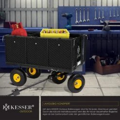 Exxen KESSER® Bolderkar, 550 Kg Belastbaar, Tuinwagen, Transportwagen, Tuinwagen, Uitneembaar Zeil, Gereedschapswagen, Handwagen, Veelzijdig Inzetbaar, Zwart -Buiten Kamperen Apparatuur 1200x1200 1152