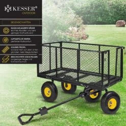 Exxen KESSER® Bolderkar, 550 Kg Belastbaar, Tuinwagen, Transportwagen, Tuinwagen, Uitneembaar Zeil, Gereedschapswagen, Handwagen, Veelzijdig Inzetbaar, Zwart -Buiten Kamperen Apparatuur 1200x1200 1153