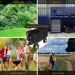 Exxen KESSER® Bolderkar, 550 Kg Belastbaar, Tuinwagen, Transportwagen, Tuinwagen, Uitneembaar Zeil, Gereedschapswagen, Handwagen, Veelzijdig Inzetbaar, Zwart -Buiten Kamperen Apparatuur 1200x1200 1154