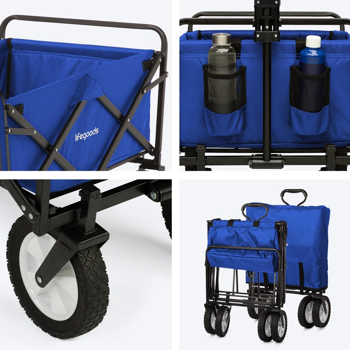 LifeGoods Bolderkar - Opvouwbaar - Draaibare Wielen - 2 Standen - 70KG Draagkracht - Blauw 10 LifeGoods Bolderkar - Opvouwbaar - Draaibare Wielen - 2 Standen - 70KG Draagkracht - Blauw - Afbeelding 8