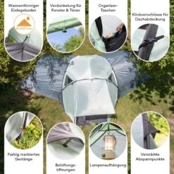 Skandika Bern 4 Koepeltent - Koepeltent - Tenten - 4 Persoons Kampeertent Met Panoramisch Dakraam, 2 Slaapcabines, Grondzeil, 210 Cm Stahoogte, Waterdicht, 4000 Mm Waterkolom - Grote Outdoor Familie Tent, Kampeertent - Grijs -Buiten Kamperen Apparatuur 1200x1200 117