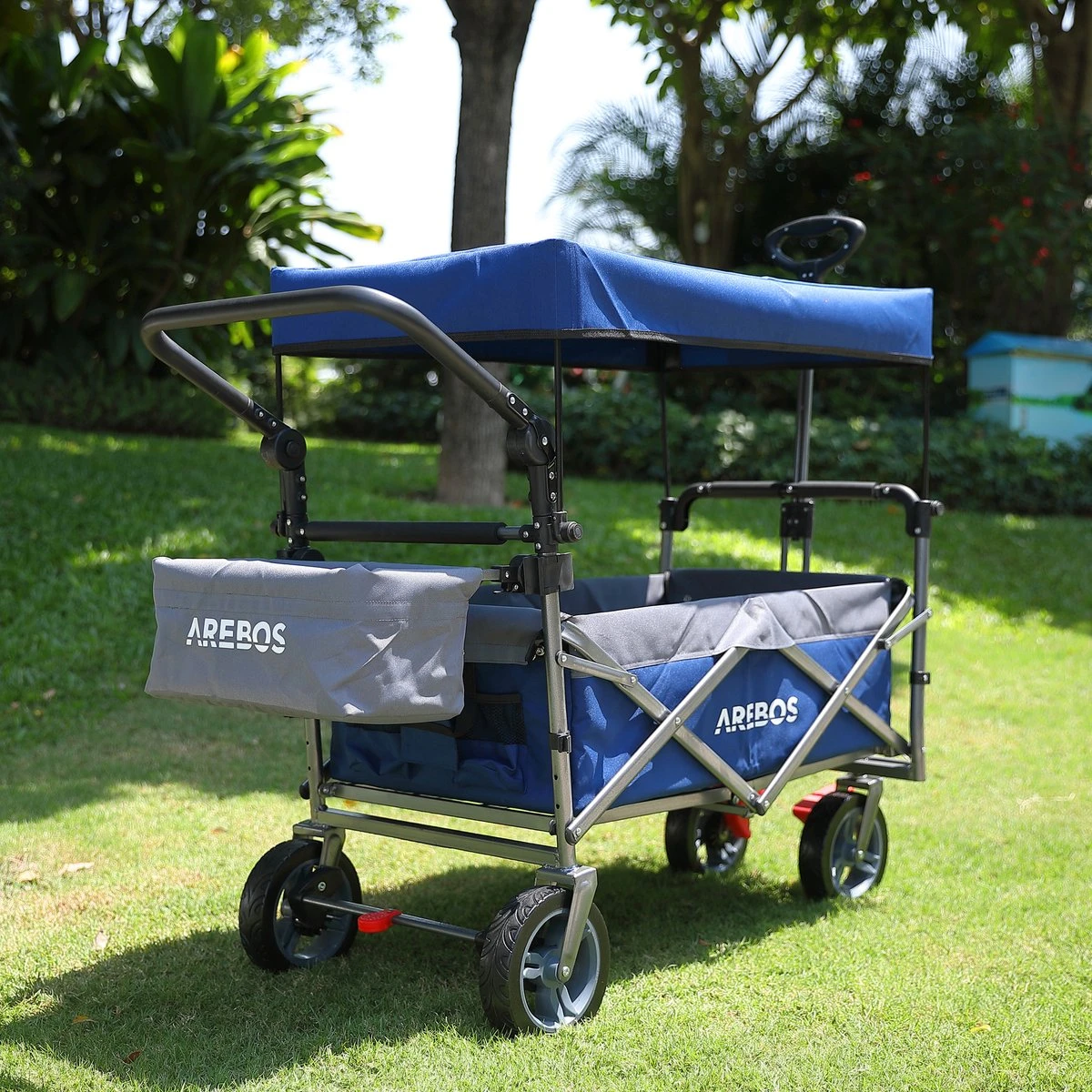 AREBOS Premium Steekwagen Met Dak Opvouwbare Tuinkar Handkar Bolderkar Blauw / Grijs 7 AREBOS Premium Steekwagen Met Dak Opvouwbare Tuinkar Handkar Bolderkar Blauw / Grijs - Afbeelding 5