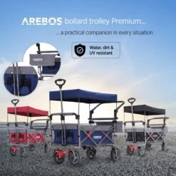 AREBOS Premium Steekwagen Met Dak Opvouwbare Tuinkar Handkar Bolderkar Blauw / Grijs 21 AREBOS Premium Steekwagen Met Dak Opvouwbare Tuinkar Handkar Bolderkar Blauw / Grijs -Buiten Kamperen Apparatuur 1200x1200 1227