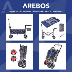 AREBOS Premium Steekwagen Met Dak Opvouwbare Tuinkar Handkar Bolderkar Blauw / Grijs 22 AREBOS Premium Steekwagen Met Dak Opvouwbare Tuinkar Handkar Bolderkar Blauw / Grijs -Buiten Kamperen Apparatuur 1200x1200 1228