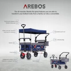 AREBOS Premium Steekwagen Met Dak Opvouwbare Tuinkar Handkar Bolderkar Blauw / Grijs 23 AREBOS Premium Steekwagen Met Dak Opvouwbare Tuinkar Handkar Bolderkar Blauw / Grijs -Buiten Kamperen Apparatuur 1200x1200 1229