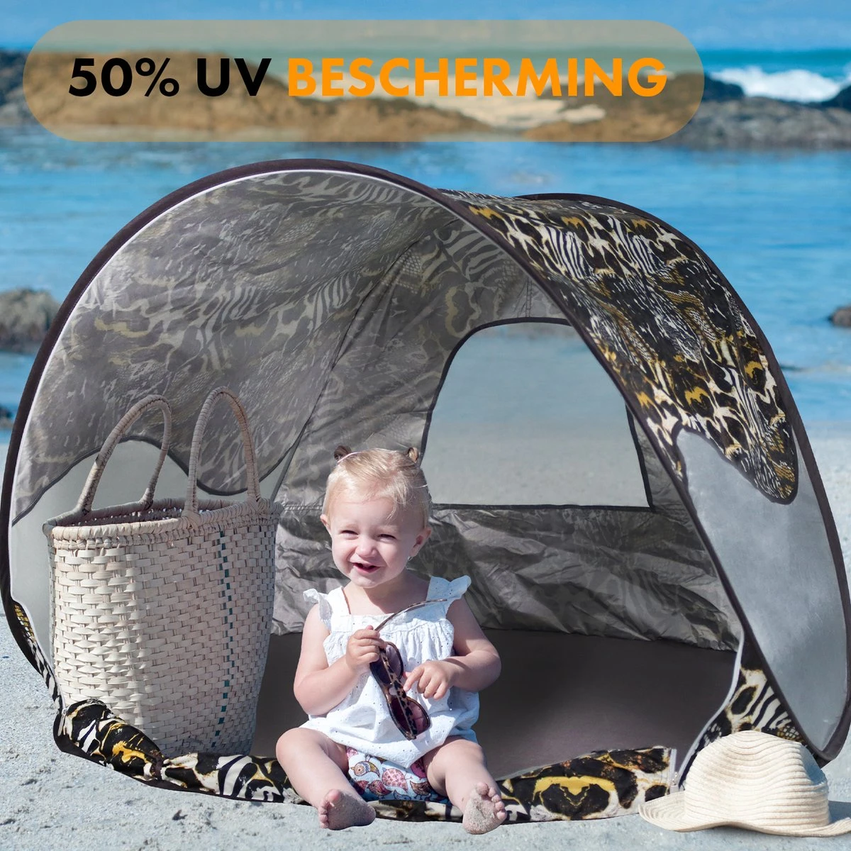 Deryan Luxe Pop Up Strandtent - Anti-UV 50+ - Zoo 7 Deryan Luxe Pop Up Strandtent - Anti-UV 50+ - Zoo - Afbeelding 5