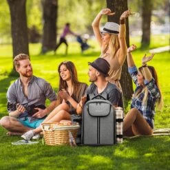 Kono Koeltas - Koelrugzak - Picknick - Picknicktas Met Flessenhouder - Koelrugtas Met Picknickkleed - Grijs (E6915 GY) -Buiten Kamperen Apparatuur 1200x1200 1329