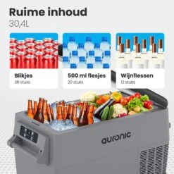 Auronic Elektrische Koelbox - 30.4L - Compressor - 12V En 240V - Grijs -Buiten Kamperen Apparatuur 1200x1200 1336