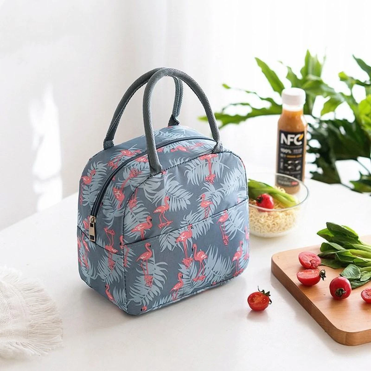 Koeltas - Lunchtas - Volwassenen En Kinderen - Compact & Handig: Zomer - Picknick -School - Lunch - Werk - Grijs Flamingo 10 Koeltas - Lunchtas - Volwassenen En Kinderen - Compact & Handig: Zomer - Picknick -School - Lunch - Werk - Grijs Flamingo - Afbeelding 8
