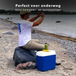 Cheqo® Elektrische Koelbox Voor Auto - 12V - 24L - Blauw - Autostekker - Afneembaar Deksel & Handvat - 2.2kg - 40x24x39cm -Buiten Kamperen Apparatuur 1200x1200 1387