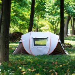 Fly Lab Luxe Pop Up Tent - Kampeer Tent - Grijs/Oranje - 4 Persoons -Buiten Kamperen Apparatuur 1200x1200 143