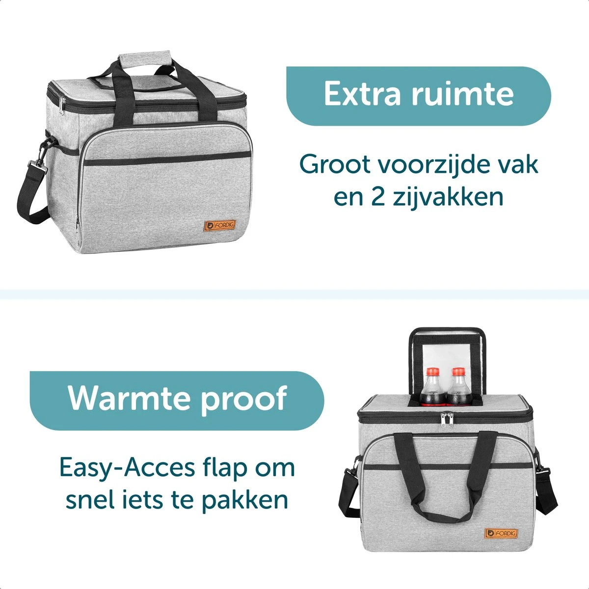 ForDig Koeltas XL Grijs (30 Liter) - Gemaakt Van 600D Polyester Met PEVA-Voering - Ruimte Voor 40 Blikjes Of 20 Halve Liter Flessen - Opvouwbaar Koel Tas Met Easy-Acces Flap - Ruimte Voor Bestek - Picknick Cool Bag - Coolerbag - Grote Cooler 8 ForDig Koeltas XL Grijs (30 Liter) - Gemaakt Van 600D Polyester Met PEVA-Voering - Ruimte Voor 40 Blikjes Of 20 Halve Liter Flessen - Opvouwbaar Koel Tas Met Easy-Acces Flap - Ruimte Voor Bestek - Picknick Cool Bag - Coolerbag - Grote Cooler - Afbeelding 6