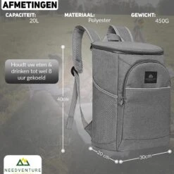 Needventure Koeltas - Lunchtas - Koelrugtas - Picknicktas - 20 Liter - Flessenhouder - Bieropener - Grijs 16 Needventure Koeltas - Lunchtas - Koelrugtas - Picknicktas - 20 Liter - Flessenhouder - Bieropener - Grijs -Buiten Kamperen Apparatuur 1200x1200 1556