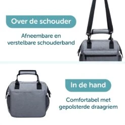 ForDig Lunchtas Grijs - Koeltas Gemaakt Van 600D Polyester Met PEVA-Voering - Ruimte Voor Lunchtrommel / Snacks / Blikjes - Koel Tas Met Mesh Opbergruimtes En Ruimte Voor Bestek - Lunch Tas Cool Bag - Coolerbag - Kleine Cooler -Buiten Kamperen Apparatuur 1200x1200 1576