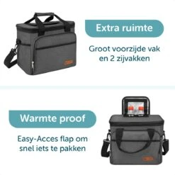 ForDig Koeltas L Zwart (15 Liter) - Gemaakt Van 600D Polyester Met PEVA-Voering - Ruimte Voor 20 Blikjes Of 10 Halve Liter Flessen - Opvouwbaar Koel Tas Met Easy-Acces Flap - Ruimte Voor Bestek - Picknick Cool Bag - Coolerbag - Grote Cooler -Buiten Kamperen Apparatuur 1200x1200 1645