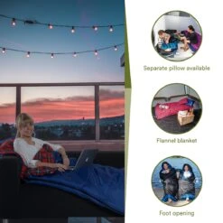 Skandika Dundee Flannel-L Slaapzak – Mummmieslaapzakken – Slaapzakken Volwassen - Maat M – Unisex - Katoen, Luxe Kwaliteit, Dubbele Slaapzak, 3 Seizoenen, Tot -20°C - 220 X 80 Cm - Outdoor Kampeerslaapzak – Ritssluiting Links - Zwart/blauw -Buiten Kamperen Apparatuur 1200x1200 1879